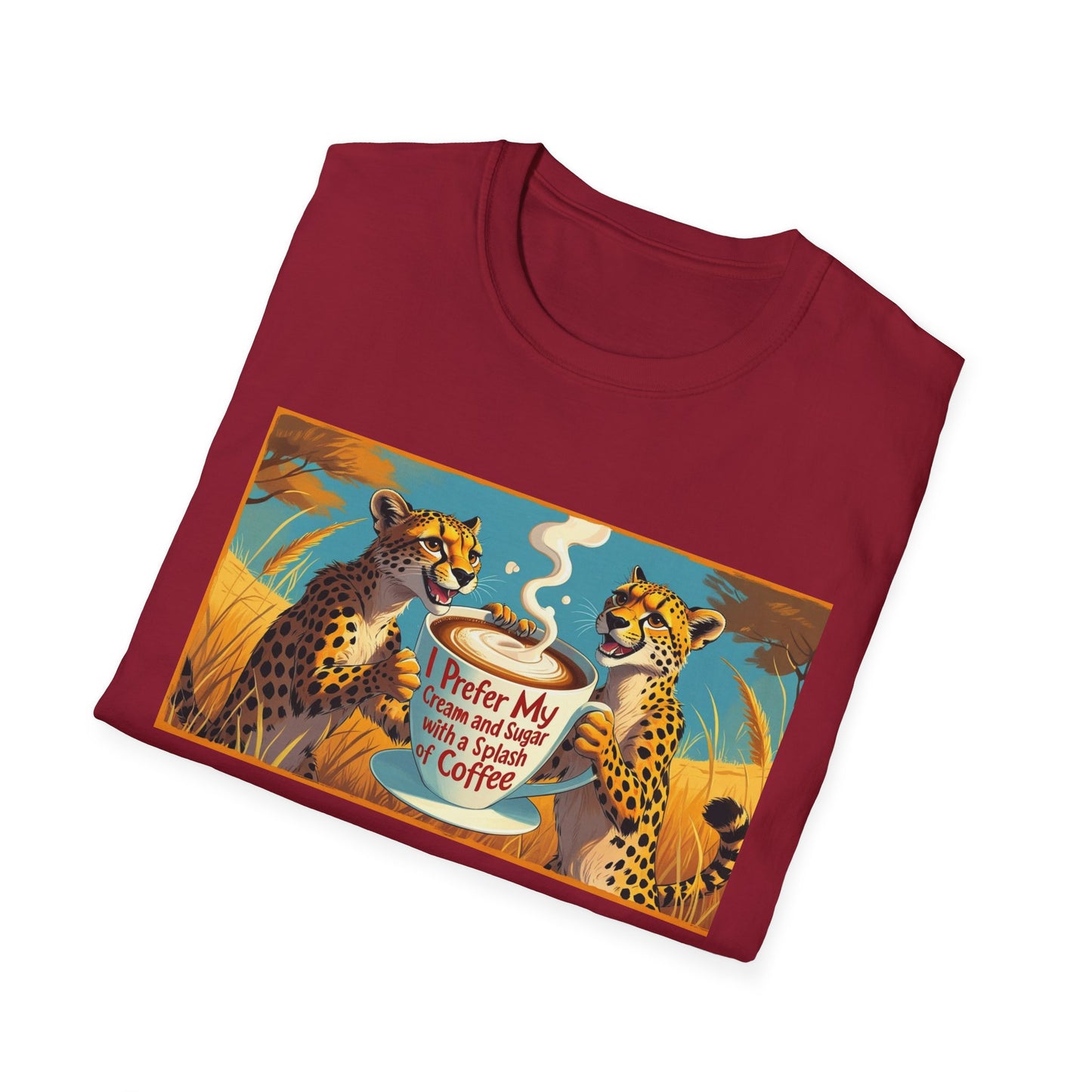 Cheetah Coffee Lover T-Shirt - Fun Animal Graphic Tee, Gift for Coffee Enthusiasts, Unisex Casual Wear, Birthday Gift, Cheetah Lover Shirt
