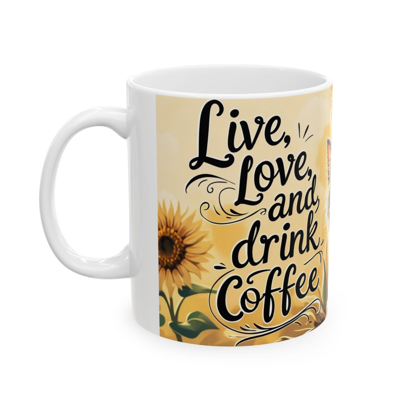 Cozy Cat Ceramic Mug | Perfect Gift for Cat Lovers | Sunflower Design | Coffee, Tea, Hot Cocoa, Birthday, Home Decor