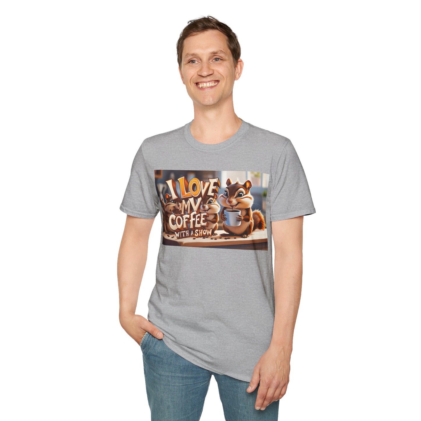 Coffee Lovers Unisex T-Shirt - Cute Chipmunk Design, Casual Tee, Gift for Coffee Enthusiasts, Festival Apparel, Everyday Wear