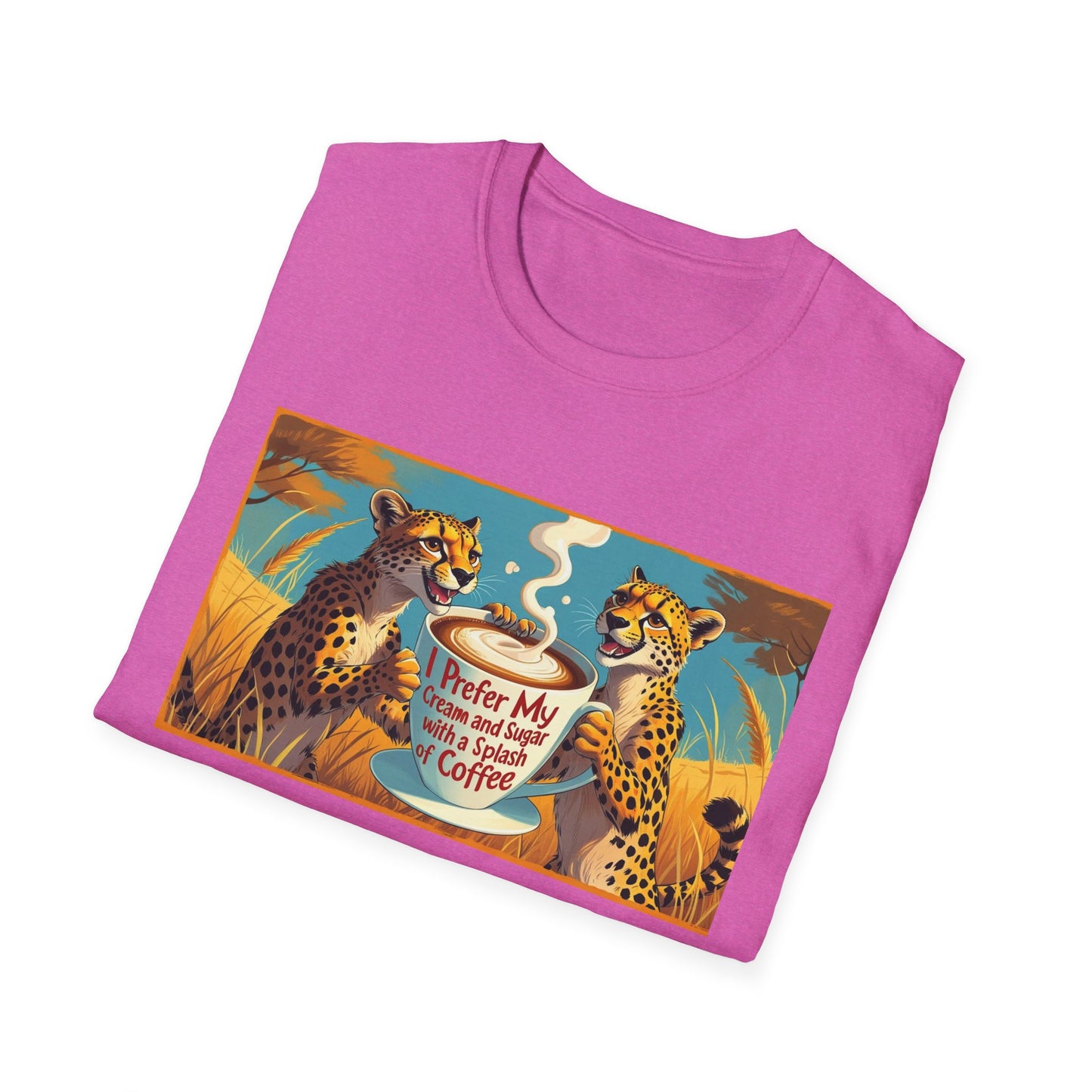 Cheetah Coffee Lover T-Shirt - Fun Animal Graphic Tee, Gift for Coffee Enthusiasts, Unisex Casual Wear, Birthday Gift, Cheetah Lover Shirt