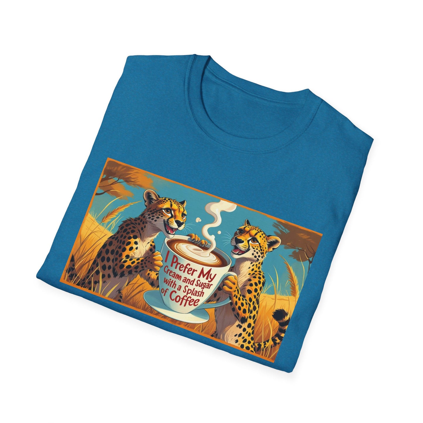 Cheetah Coffee Lover T-Shirt - Fun Animal Graphic Tee, Gift for Coffee Enthusiasts, Unisex Casual Wear, Birthday Gift, Cheetah Lover Shirt