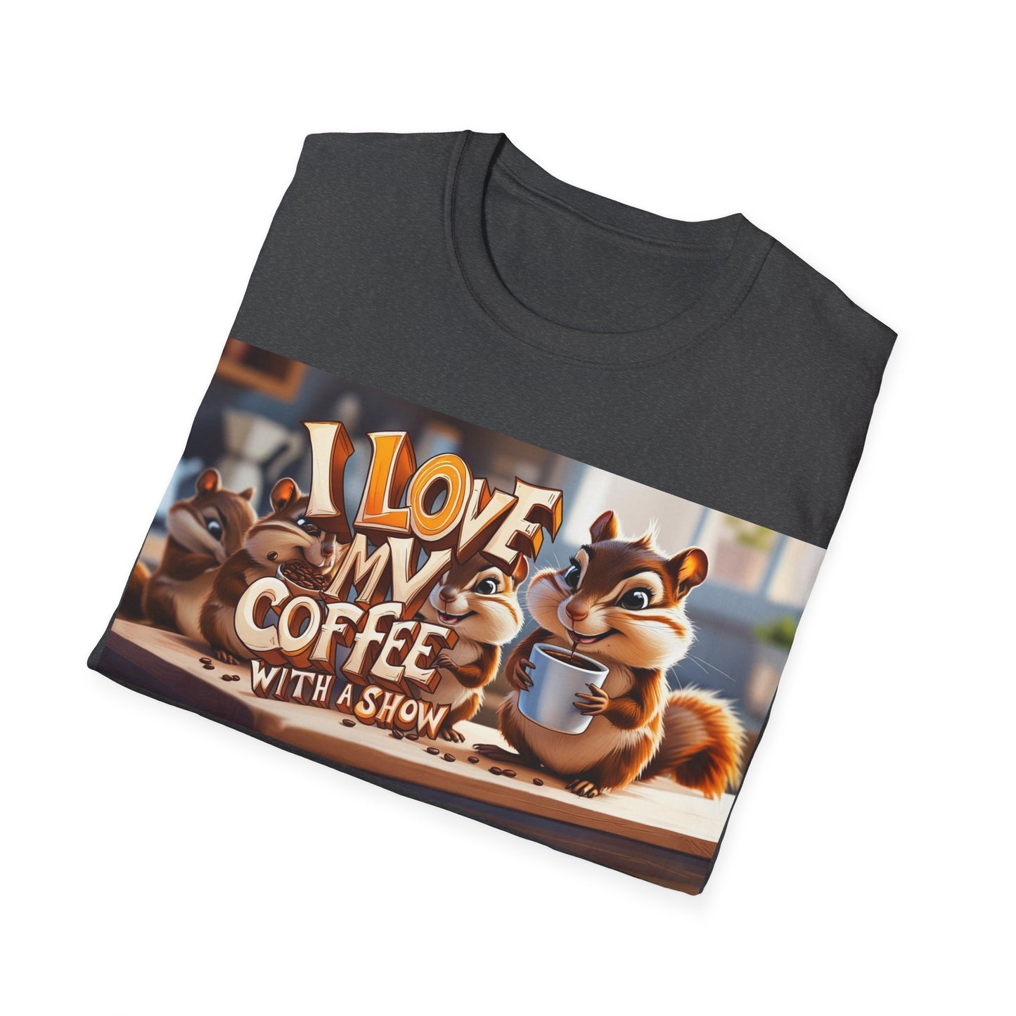 Coffee Lovers Unisex T-Shirt - Cute Chipmunk Design, Casual Tee, Gift for Coffee Enthusiasts, Festival Apparel, Everyday Wear