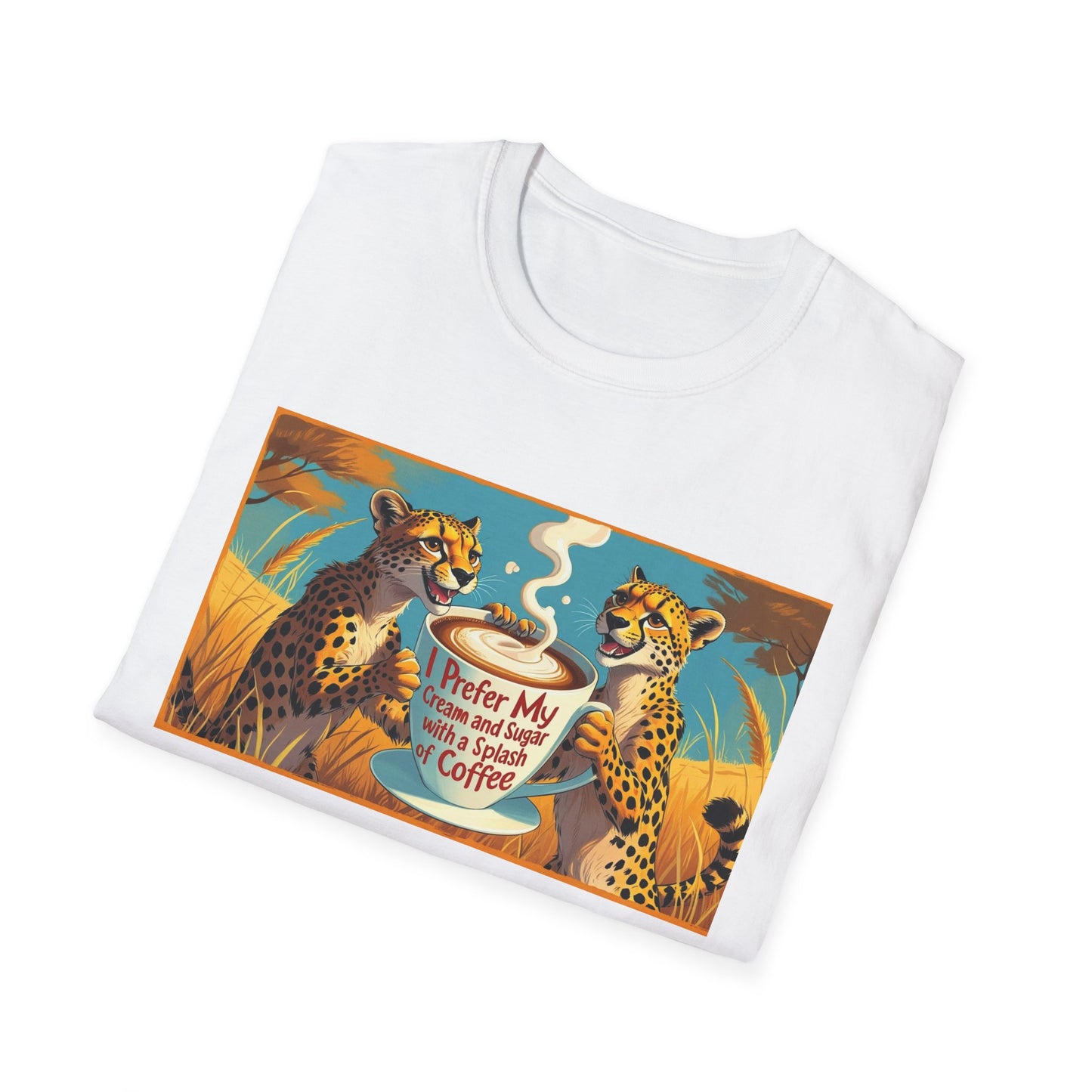 Cheetah Coffee Lover T-Shirt - Fun Animal Graphic Tee, Gift for Coffee Enthusiasts, Unisex Casual Wear, Birthday Gift, Cheetah Lover Shirt