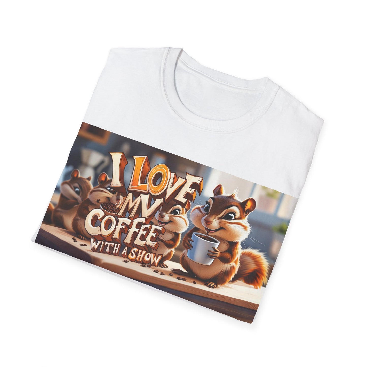 Coffee Lovers Unisex T-Shirt - Cute Chipmunk Design, Casual Tee, Gift for Coffee Enthusiasts, Festival Apparel, Everyday Wear