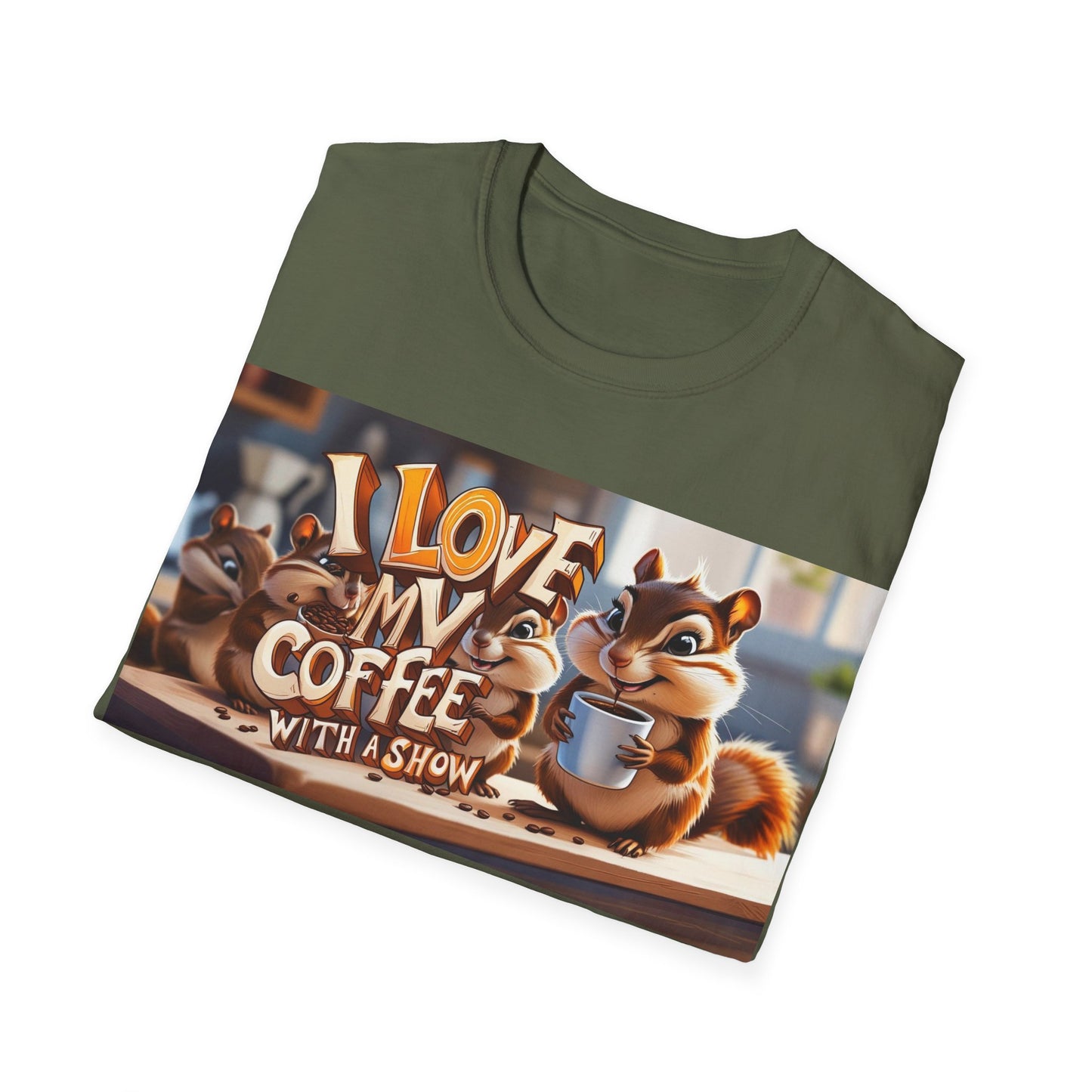 Coffee Lovers Unisex T-Shirt - Cute Chipmunk Design, Casual Tee, Gift for Coffee Enthusiasts, Festival Apparel, Everyday Wear