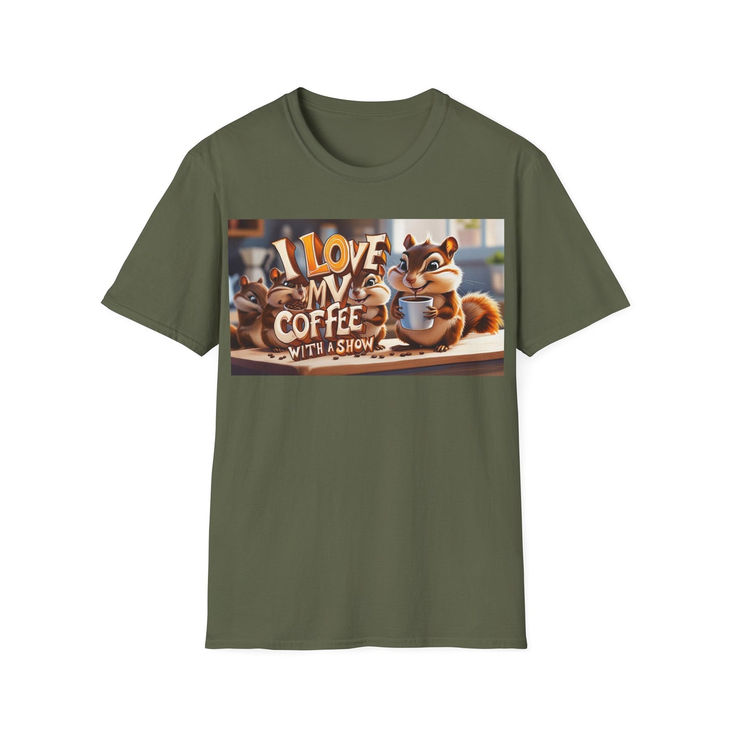 Coffee Lovers Unisex T-Shirt - Cute Chipmunk Design, Casual Tee, Gift for Coffee Enthusiasts, Festival Apparel, Everyday Wear