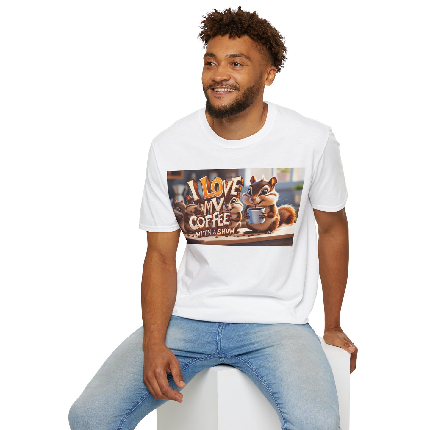 Coffee Lovers Unisex T-Shirt - Cute Chipmunk Design, Casual Tee, Gift for Coffee Enthusiasts, Festival Apparel, Everyday Wear