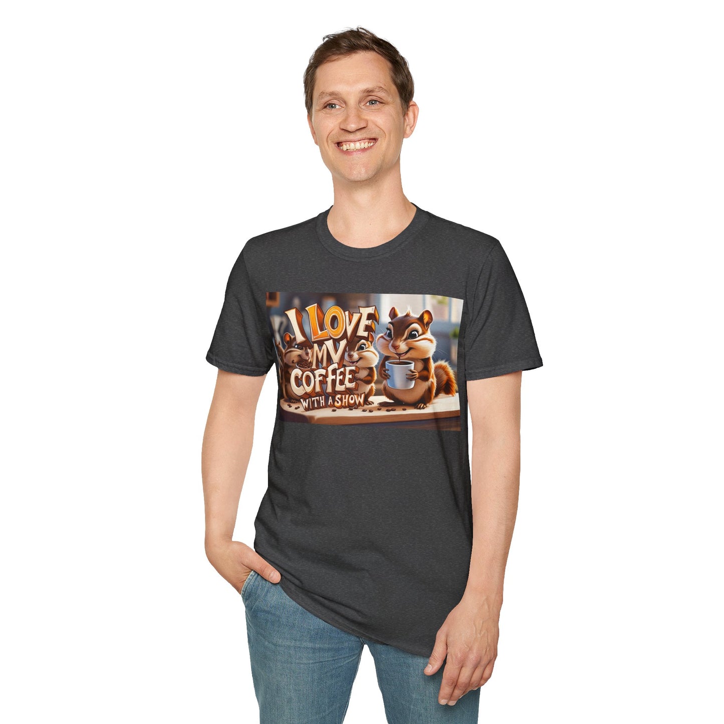 Coffee Lovers Unisex T-Shirt - Cute Chipmunk Design, Casual Tee, Gift for Coffee Enthusiasts, Festival Apparel, Everyday Wear