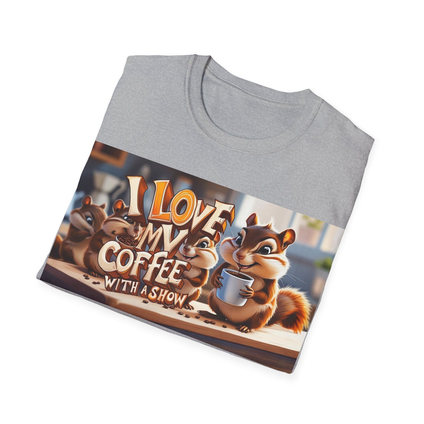 Coffee Lovers Unisex T-Shirt - Cute Chipmunk Design, Casual Tee, Gift for Coffee Enthusiasts, Festival Apparel, Everyday Wear