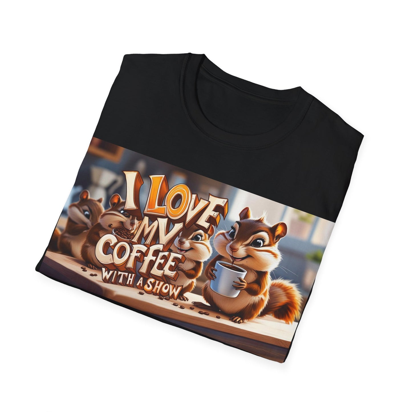 Coffee Lovers Unisex T-Shirt - Cute Chipmunk Design, Casual Tee, Gift for Coffee Enthusiasts, Festival Apparel, Everyday Wear