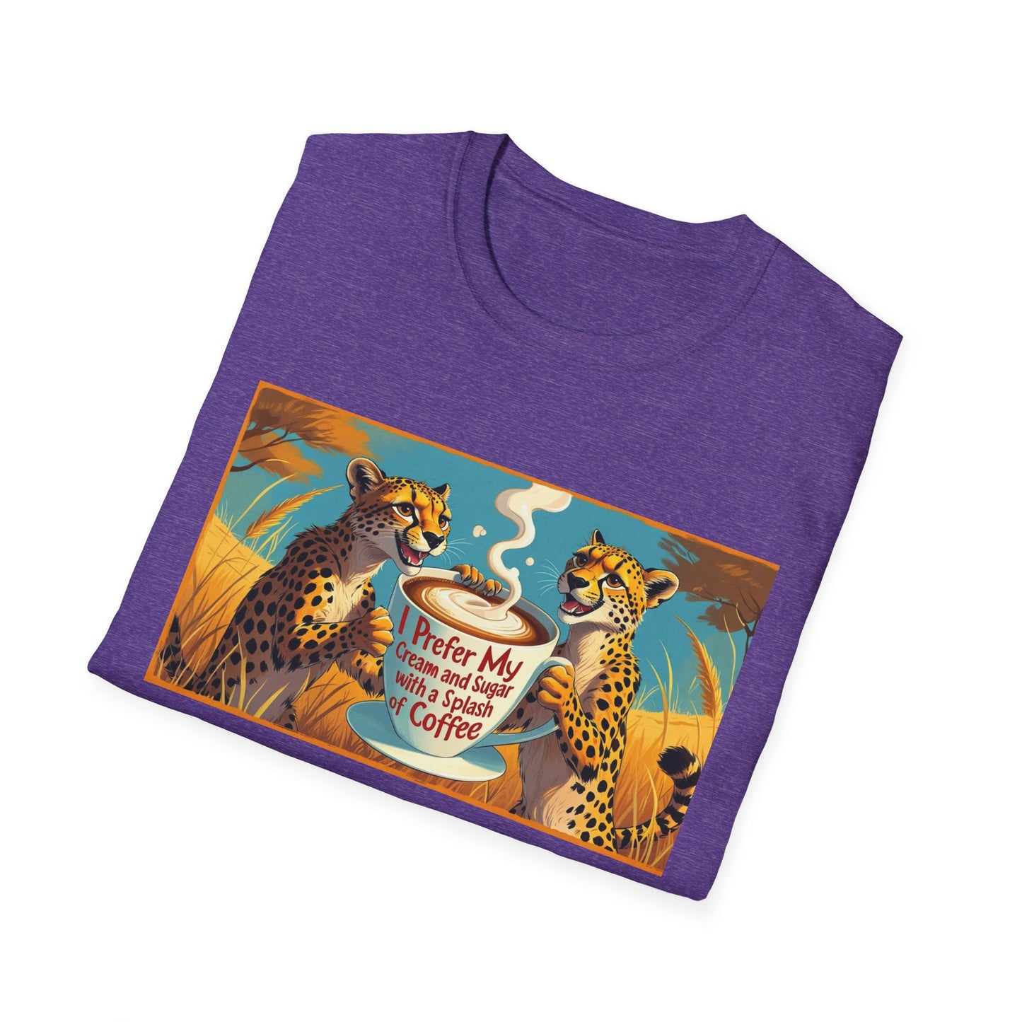 Cheetah Coffee Lover T-Shirt - Fun Animal Graphic Tee, Gift for Coffee Enthusiasts, Unisex Casual Wear, Birthday Gift, Cheetah Lover Shirt