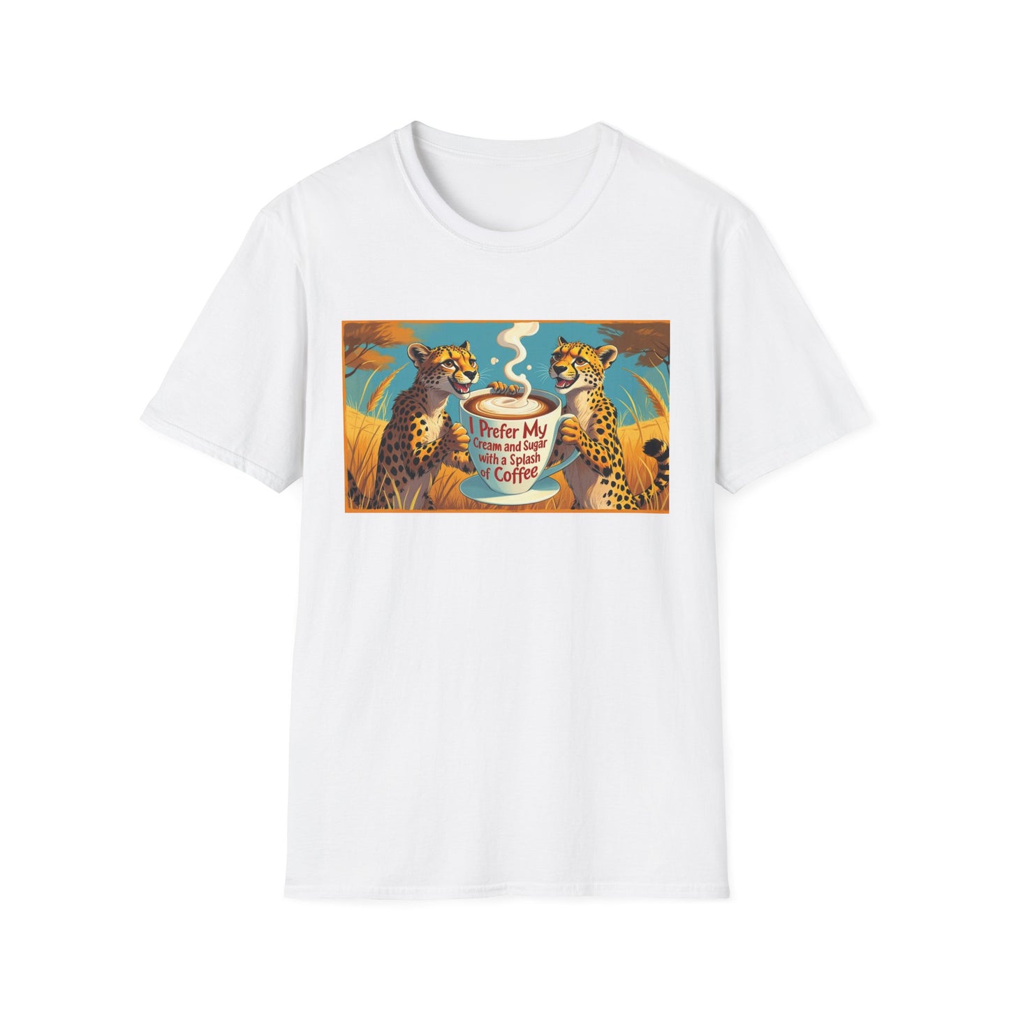 Cheetah Coffee Lover T-Shirt - Fun Animal Graphic Tee, Gift for Coffee Enthusiasts, Unisex Casual Wear, Birthday Gift, Cheetah Lover Shirt