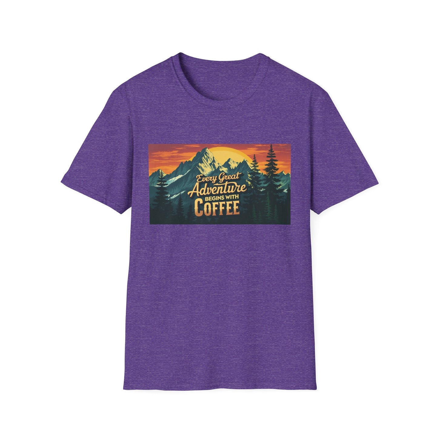Unisex Softstyle T-Shirt for Coffee and Adventure Lovers