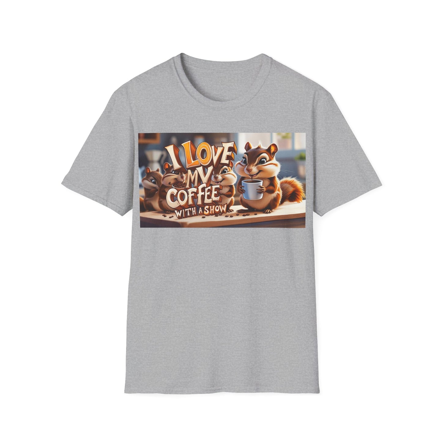 Coffee Lovers Unisex T-Shirt - Cute Chipmunk Design, Casual Tee, Gift for Coffee Enthusiasts, Festival Apparel, Everyday Wear