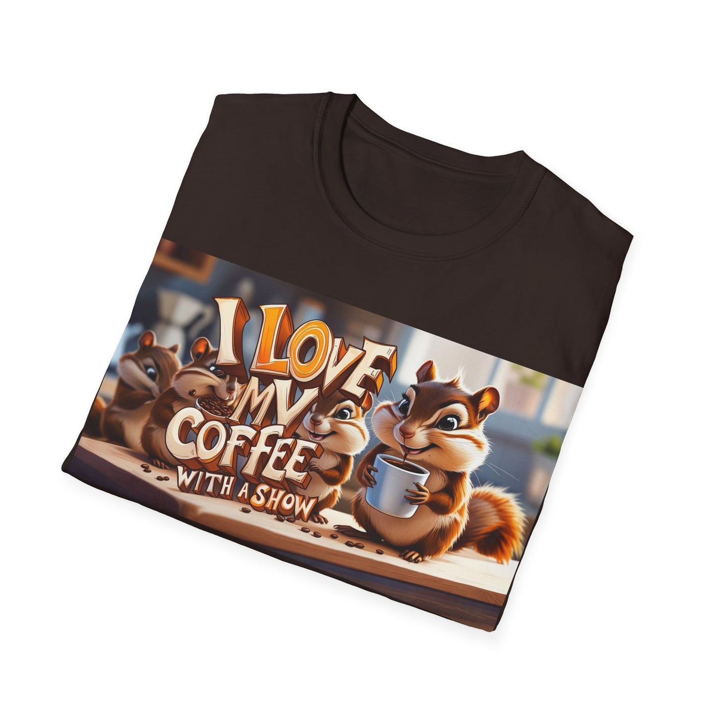 Coffee Lovers Unisex T-Shirt - Cute Chipmunk Design, Casual Tee, Gift for Coffee Enthusiasts, Festival Apparel, Everyday Wear