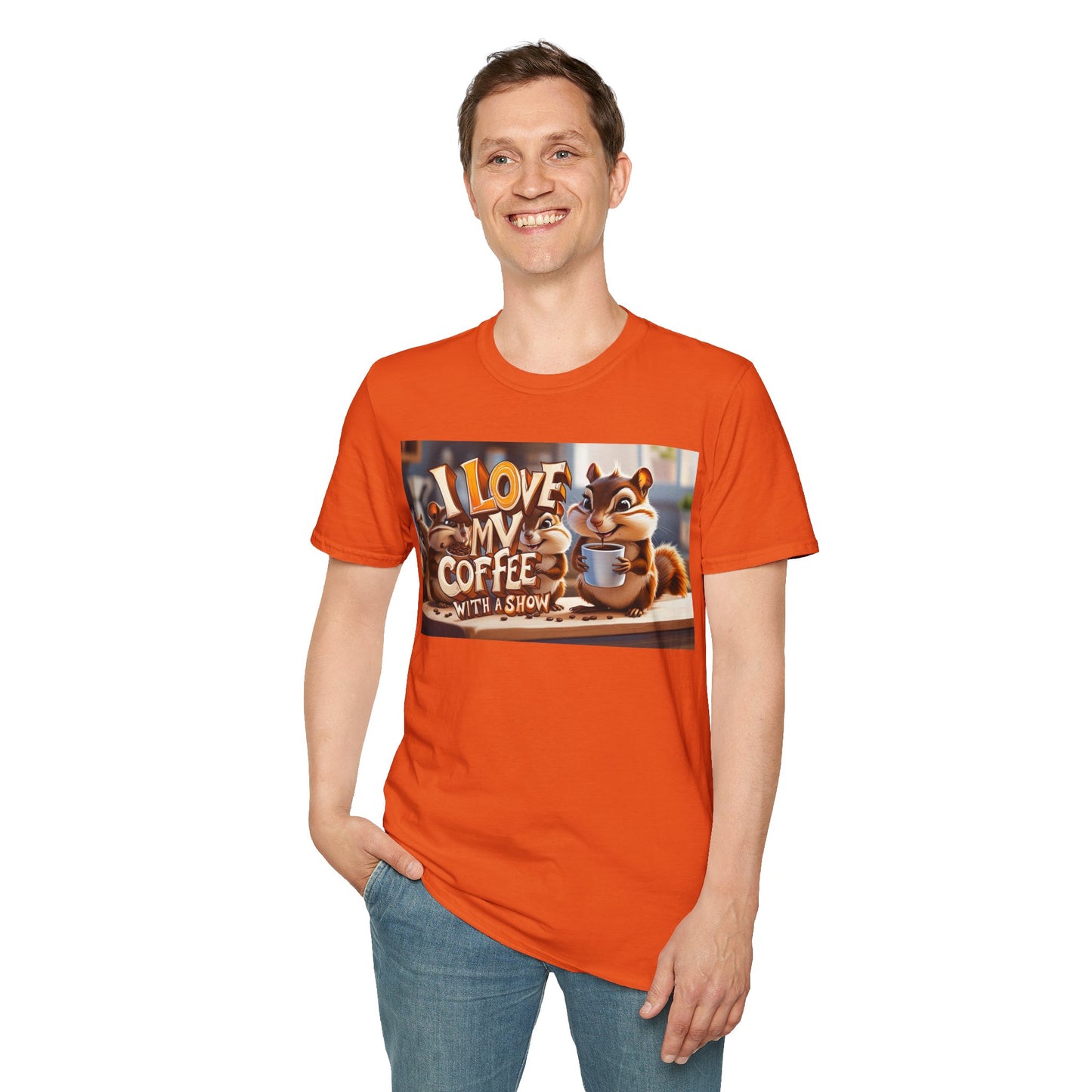 Coffee Lovers Unisex T-Shirt - Cute Chipmunk Design, Casual Tee, Gift for Coffee Enthusiasts, Festival Apparel, Everyday Wear