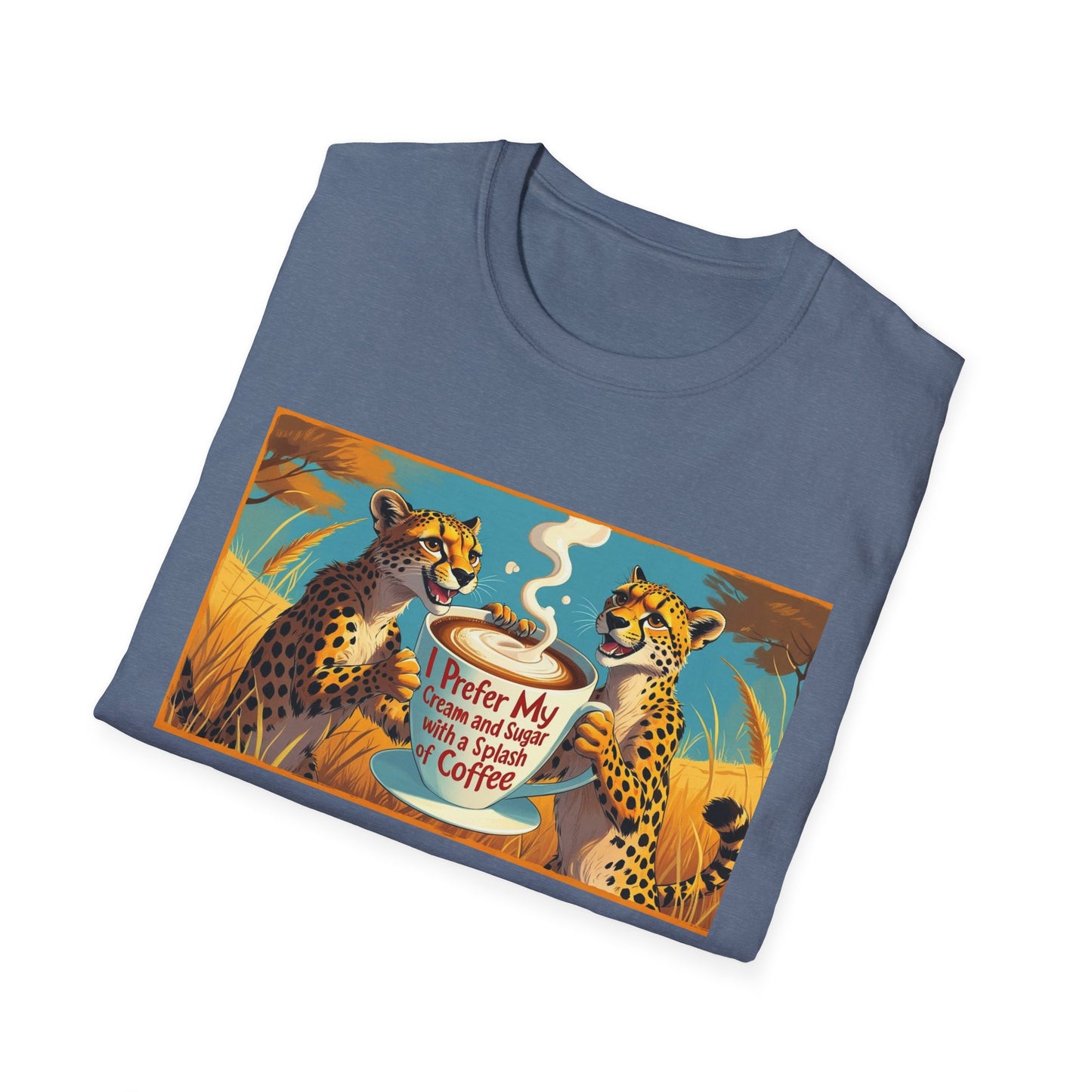 Cheetah Coffee Lover T-Shirt - Fun Animal Graphic Tee, Gift for Coffee Enthusiasts, Unisex Casual Wear, Birthday Gift, Cheetah Lover Shirt