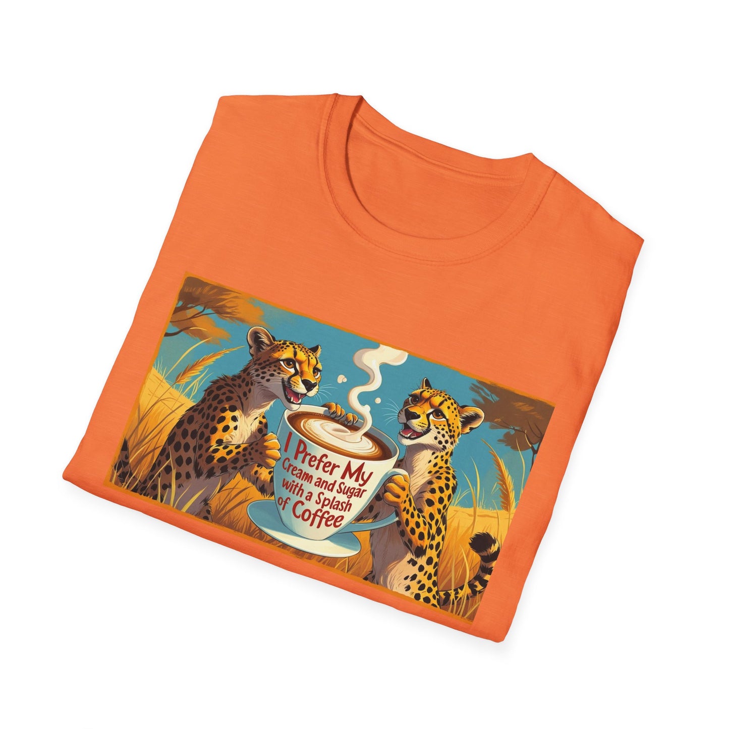 Cheetah Coffee Lover T-Shirt - Fun Animal Graphic Tee, Gift for Coffee Enthusiasts, Unisex Casual Wear, Birthday Gift, Cheetah Lover Shirt