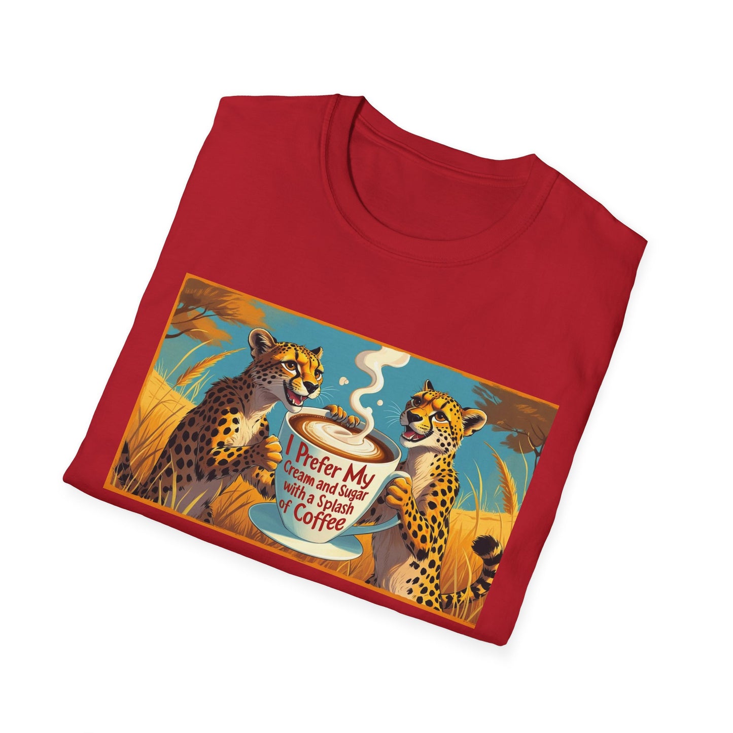 Cheetah Coffee Lover T-Shirt - Fun Animal Graphic Tee, Gift for Coffee Enthusiasts, Unisex Casual Wear, Birthday Gift, Cheetah Lover Shirt