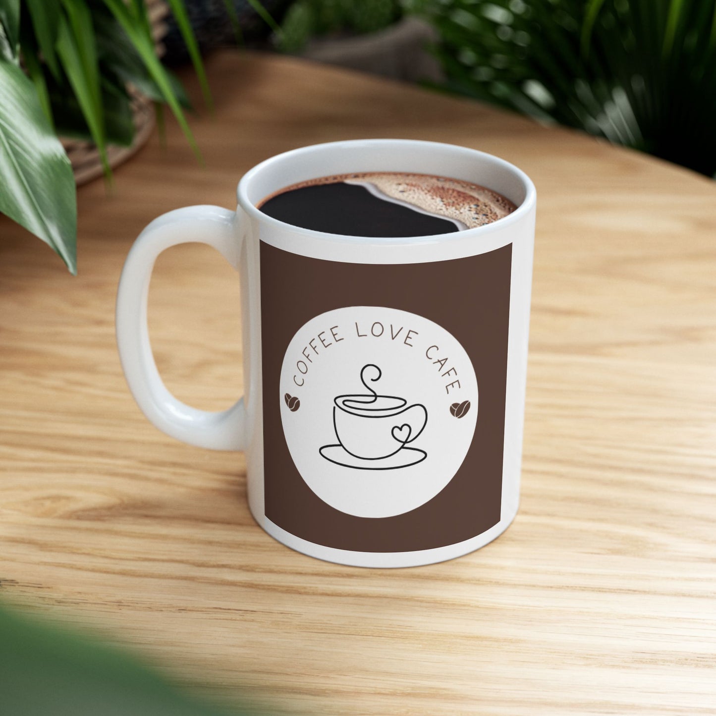 Coffee Love Cafe Ceramic Mug, Personalized Mug, Gift for Coffee Addicts, Unique Kitchenware, Funny Mug for Birthdays